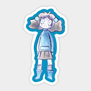 Sad Blue Girl Sticker